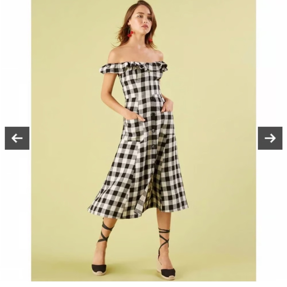 Reformation Buffalo Linen Off-shoulder Dress